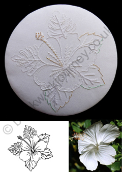 CH0437 - Whitework Hibiscus - 5.00 GBP